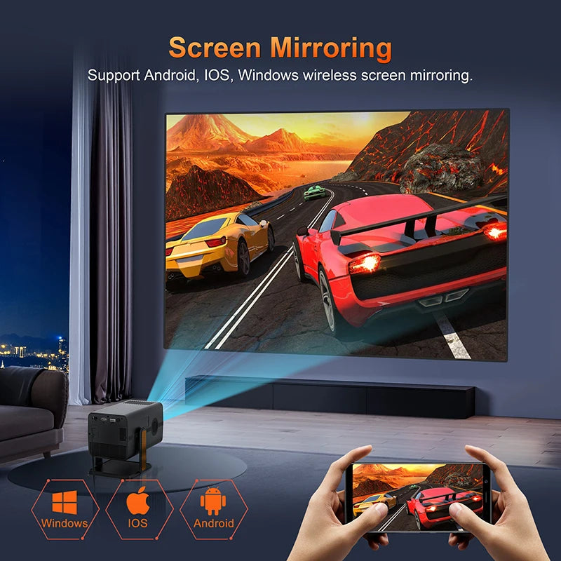 HM103-A Projector 4K Android 13 Dual Wifi5 500ANSI Amlogic T950S BT5.2 1920*1080P Home Theater Cinema Mini Projectors