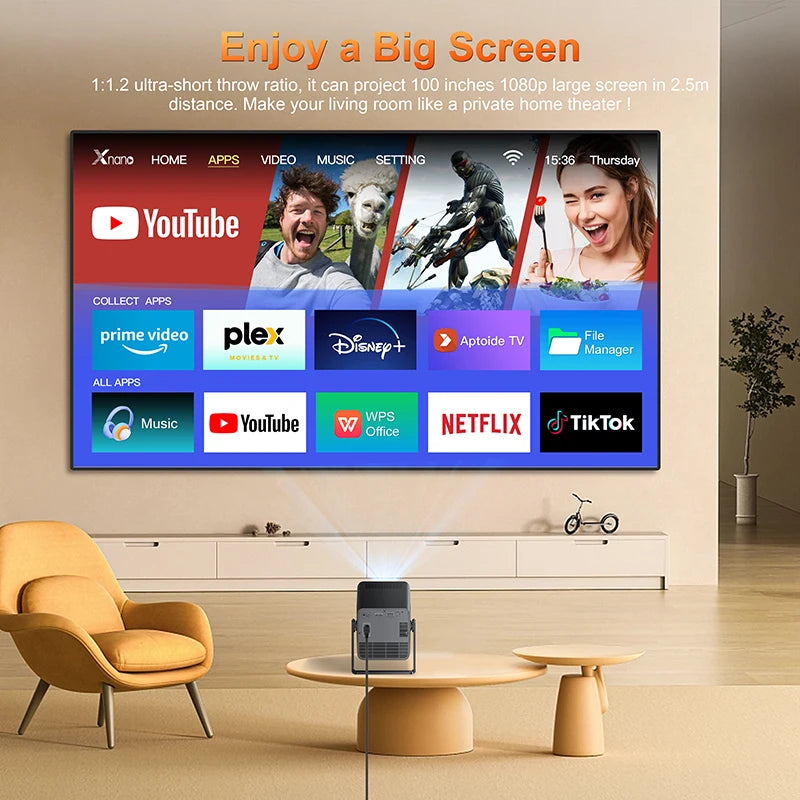 HM103-A Projector 4K Android 13 Dual Wifi5 500ANSI Amlogic T950S BT5.2 1920*1080P Home Theater Cinema Mini Projectors